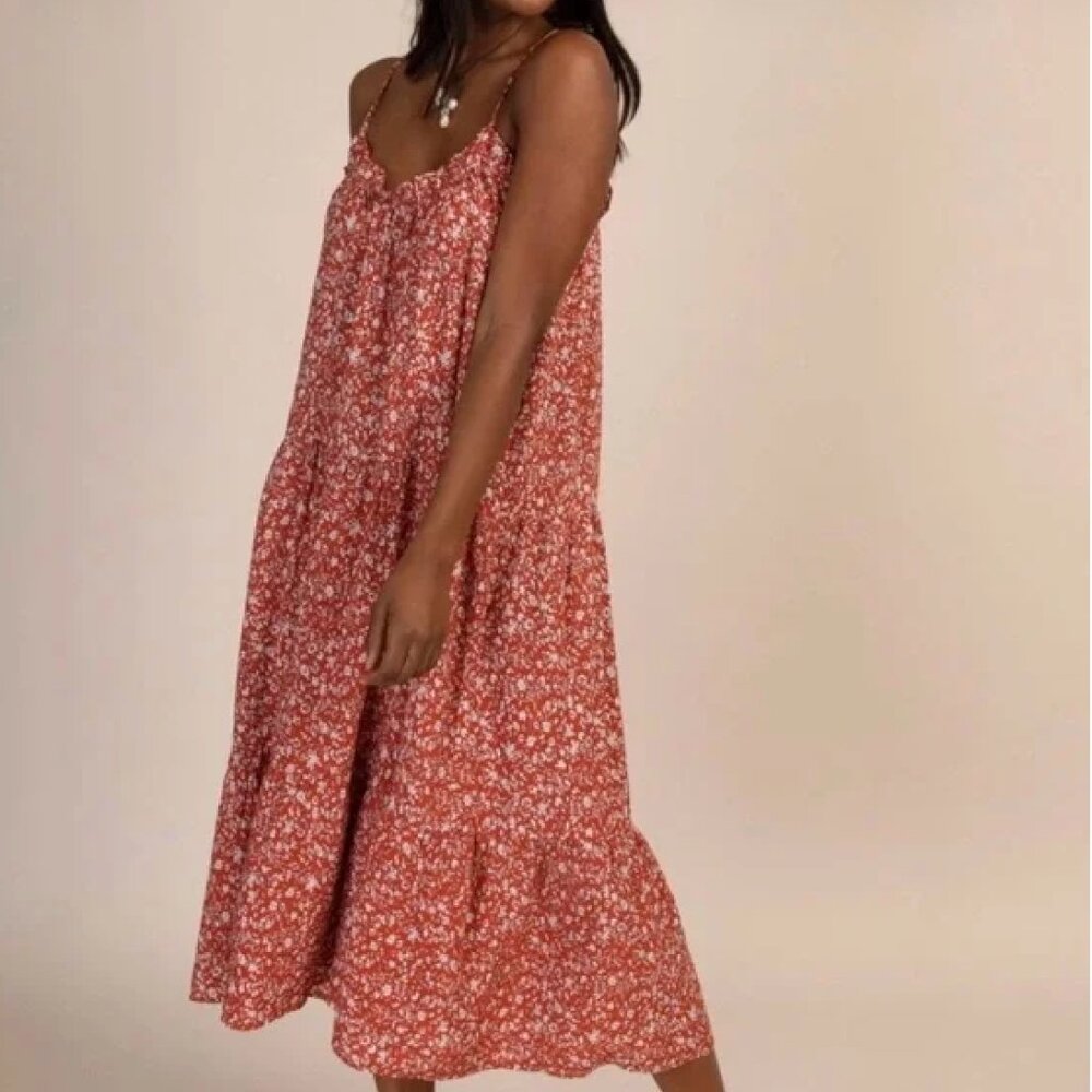 NATURAL LIFE Rust Floral Midi Dress - Picture 2 of 8